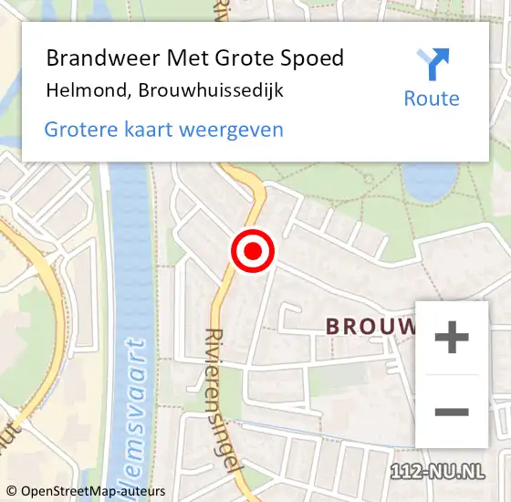 Locatie op kaart van de 112 melding: Brandweer Met Grote Spoed Naar Helmond, Brouwhuissedijk op 31 juli 2021 01:25