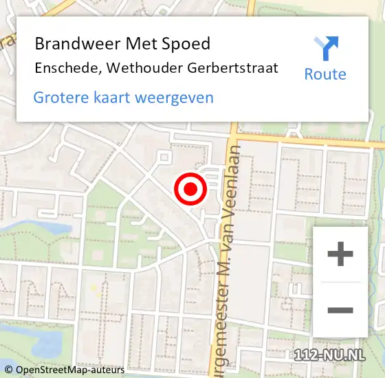 Locatie op kaart van de 112 melding: Brandweer Met Spoed Naar Enschede, Wethouder Gerbertstraat op 31 juli 2021 01:36