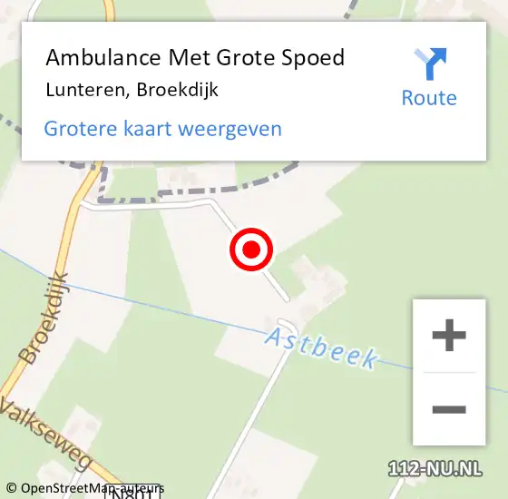 Locatie op kaart van de 112 melding: Ambulance Met Grote Spoed Naar Lunteren, Broekdijk op 31 juli 2021 01:36