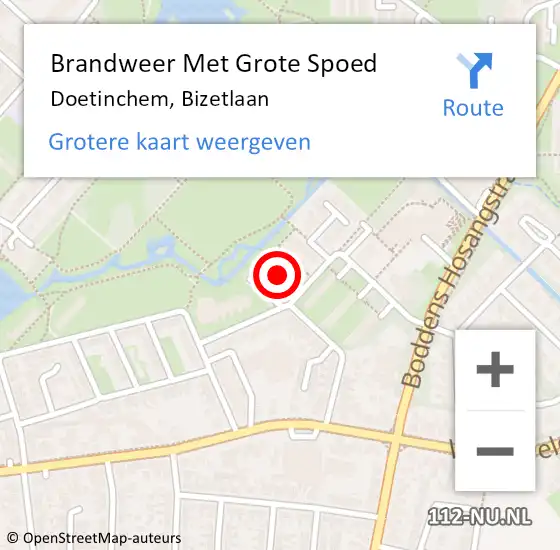 Locatie op kaart van de 112 melding: Brandweer Met Grote Spoed Naar Doetinchem, Bizetlaan op 31 juli 2021 01:46