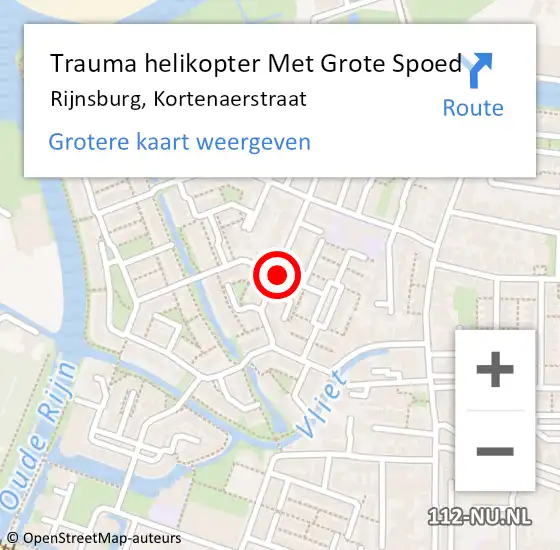 Locatie op kaart van de 112 melding: Trauma helikopter Met Grote Spoed Naar Rijnsburg, Kortenaerstraat op 31 juli 2021 01:55