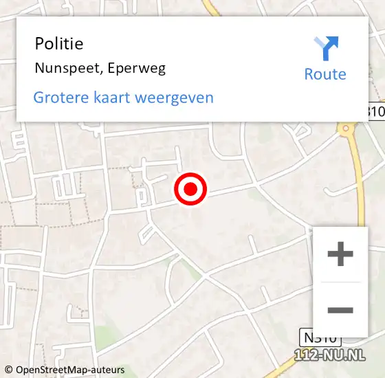 Locatie op kaart van de 112 melding: Politie Nunspeet, Eperweg op 31 juli 2021 02:06