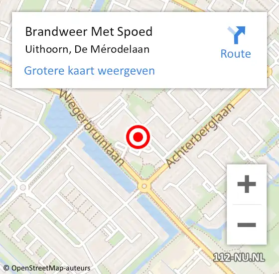 Locatie op kaart van de 112 melding: Brandweer Met Spoed Naar Uithoorn, De Mérodelaan op 31 juli 2021 02:10