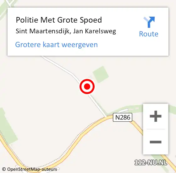 Locatie op kaart van de 112 melding: Politie Met Grote Spoed Naar Sint Maartensdijk, Jan Karelsweg op 31 juli 2021 02:10
