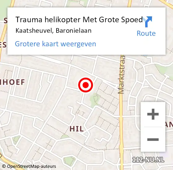 Locatie op kaart van de 112 melding: Trauma helikopter Met Grote Spoed Naar Kaatsheuvel, Baronielaan op 31 juli 2021 02:13