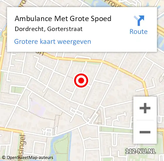 Locatie op kaart van de 112 melding: Ambulance Met Grote Spoed Naar Dordrecht, Gorterstraat op 31 juli 2021 02:55