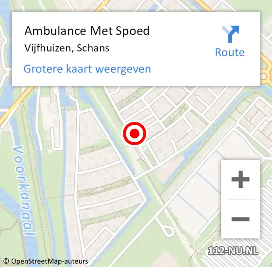 Locatie op kaart van de 112 melding: Ambulance Met Spoed Naar Vijfhuizen, Schans op 31 juli 2021 02:58