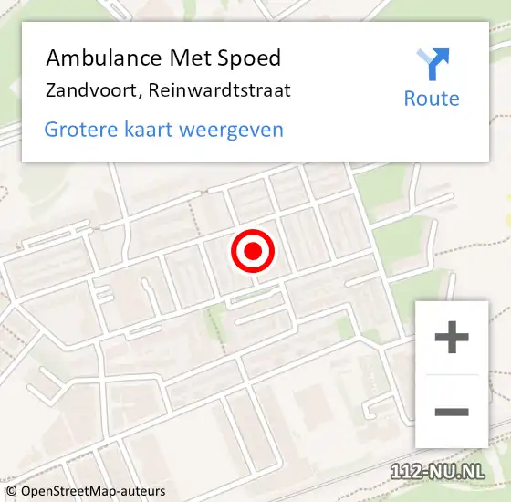 Locatie op kaart van de 112 melding: Ambulance Met Spoed Naar Zandvoort, Reinwardtstraat op 31 juli 2021 03:49