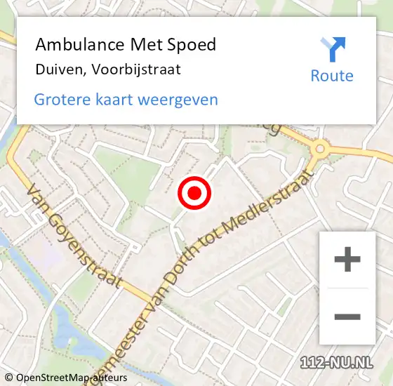 Locatie op kaart van de 112 melding: Ambulance Met Spoed Naar Duiven, Voorbijstraat op 31 juli 2021 04:00