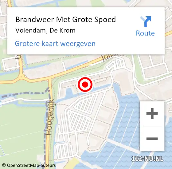 Locatie op kaart van de 112 melding: Brandweer Met Grote Spoed Naar Volendam, De Krom op 31 juli 2021 05:04