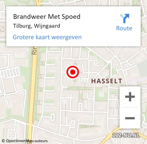 Locatie op kaart van de 112 melding: Brandweer Met Spoed Naar Tilburg, Wijngaard op 31 juli 2021 06:55