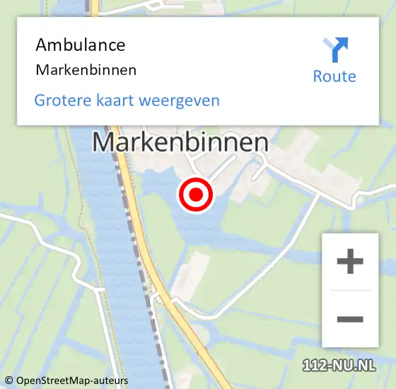 Locatie op kaart van de 112 melding: Ambulance Markenbinnen op 31 juli 2021 07:12