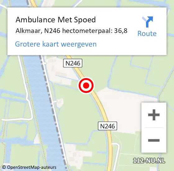 Locatie op kaart van de 112 melding: Ambulance Met Spoed Naar Graft-De Rijp, N246 hectometerpaal: 36,8 op 31 juli 2021 07:13