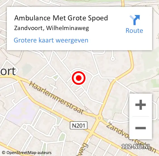 Locatie op kaart van de 112 melding: Ambulance Met Grote Spoed Naar Zandvoort, Wilhelminaweg op 31 juli 2021 07:35