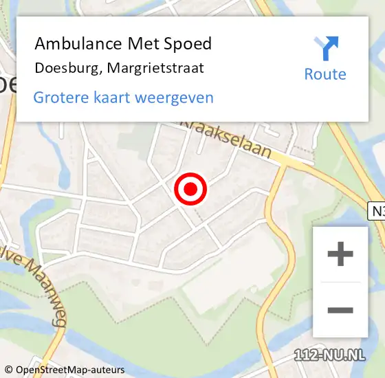 Locatie op kaart van de 112 melding: Ambulance Met Spoed Naar Doesburg, Margrietstraat op 31 juli 2021 08:37