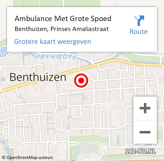 Locatie op kaart van de 112 melding: Ambulance Met Grote Spoed Naar Benthuizen, Prinses Amaliastraat op 31 juli 2021 09:08