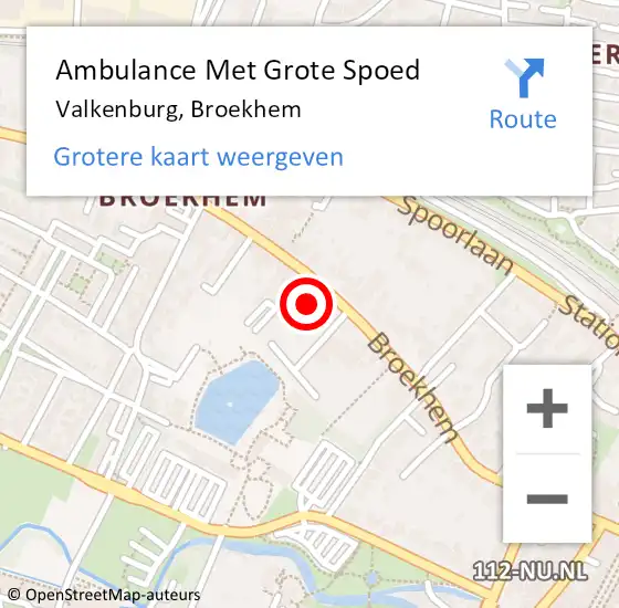 Locatie op kaart van de 112 melding: Ambulance Met Grote Spoed Naar Valkenburg, Broekhem op 31 juli 2021 09:11