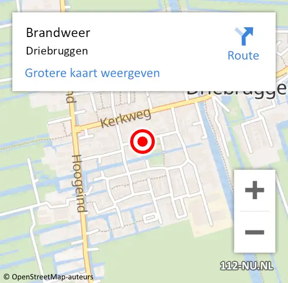 Locatie op kaart van de 112 melding: Brandweer Driebruggen op 31 juli 2021 09:33