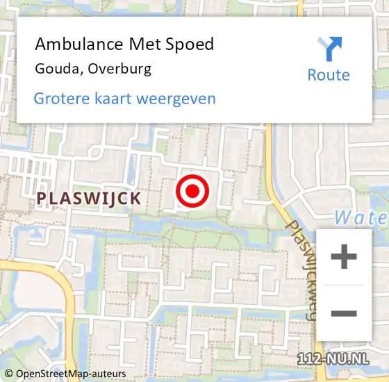 Locatie op kaart van de 112 melding: Ambulance Met Spoed Naar Gouda, Overburg op 31 juli 2021 09:48