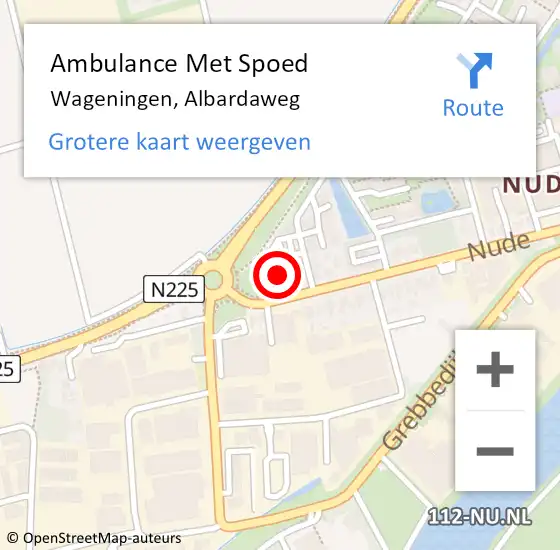 Locatie op kaart van de 112 melding: Ambulance Met Spoed Naar Wageningen, Albardaweg op 31 juli 2021 10:02