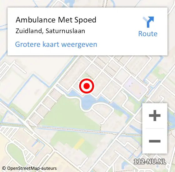 Locatie op kaart van de 112 melding: Ambulance Met Spoed Naar Zuidland, Saturnuslaan op 31 juli 2021 10:09