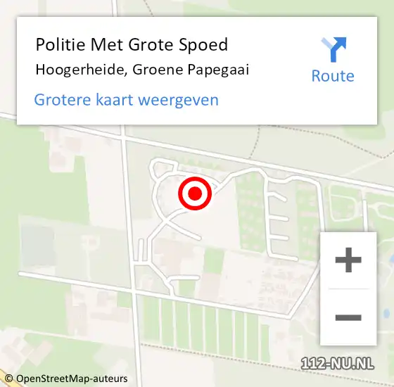 Locatie op kaart van de 112 melding: Politie Met Grote Spoed Naar Hoogerheide, Groene Papegaai op 31 juli 2021 10:24