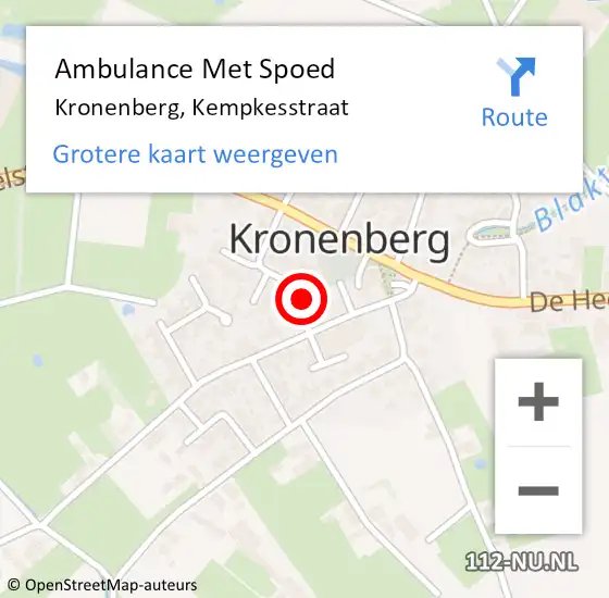 Locatie op kaart van de 112 melding: Ambulance Met Spoed Naar Kronenberg, Kempkesstraat op 18 juni 2014 11:58