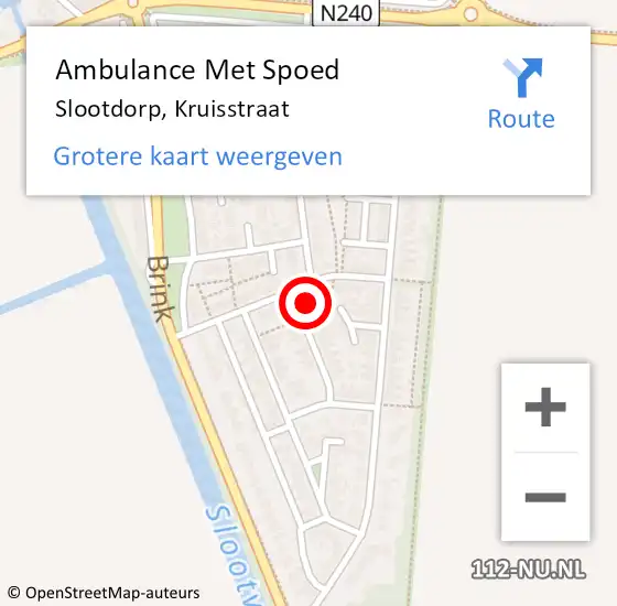 Locatie op kaart van de 112 melding: Ambulance Met Spoed Naar Slootdorp, Kruisstraat op 31 juli 2021 10:56