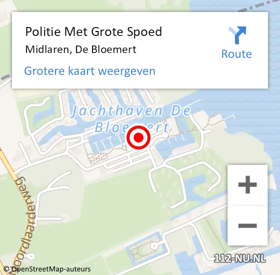 Locatie op kaart van de 112 melding: Politie Met Grote Spoed Naar Midlaren, De Bloemert op 31 juli 2021 11:04