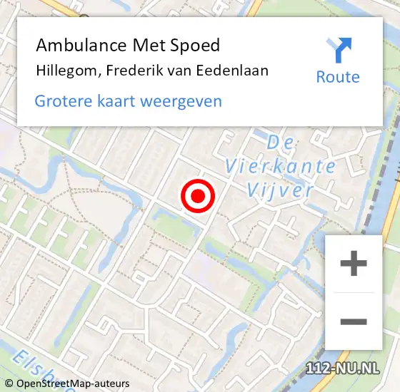 Locatie op kaart van de 112 melding: Ambulance Met Spoed Naar Hillegom, Frederik van Eedenlaan op 31 juli 2021 11:15