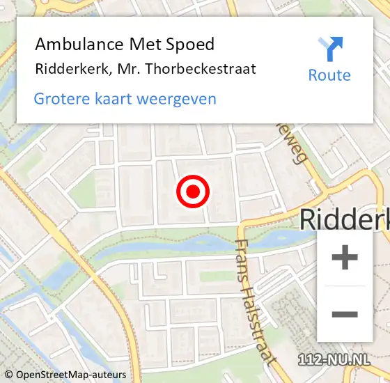 Locatie op kaart van de 112 melding: Ambulance Met Spoed Naar Ridderkerk, Mr. Thorbeckestraat op 31 juli 2021 11:29