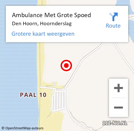 Locatie op kaart van de 112 melding: Ambulance Met Grote Spoed Naar Den Hoorn, Hoornderslag op 31 juli 2021 12:01