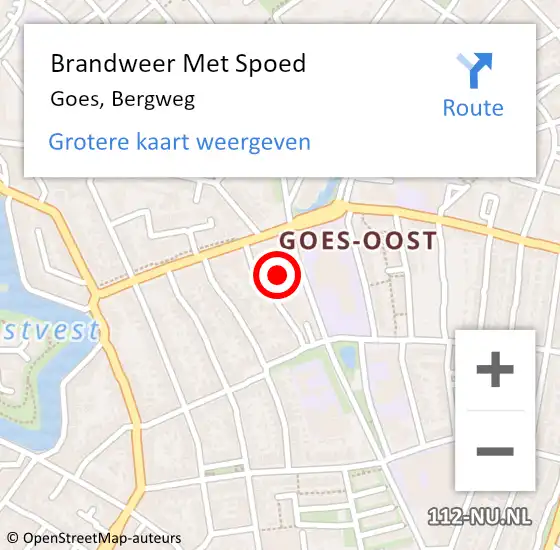 Locatie op kaart van de 112 melding: Brandweer Met Spoed Naar Goes, Bergweg op 31 juli 2021 12:06