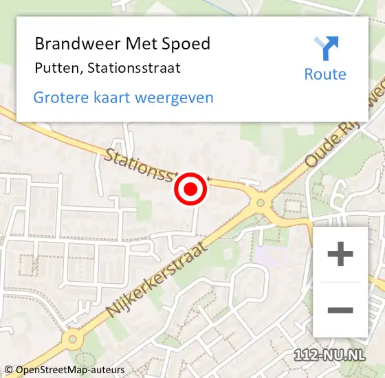 Locatie op kaart van de 112 melding: Brandweer Met Spoed Naar Putten, Stationsstraat op 31 juli 2021 12:12