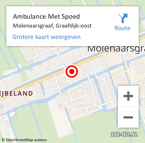 Locatie op kaart van de 112 melding: Ambulance Met Spoed Naar Molenaarsgraaf, Graafdijk-oost op 31 juli 2021 12:16