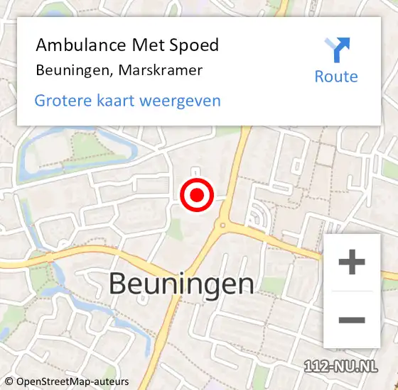 Locatie op kaart van de 112 melding: Ambulance Met Spoed Naar Beuningen, Marskramer op 31 juli 2021 12:22