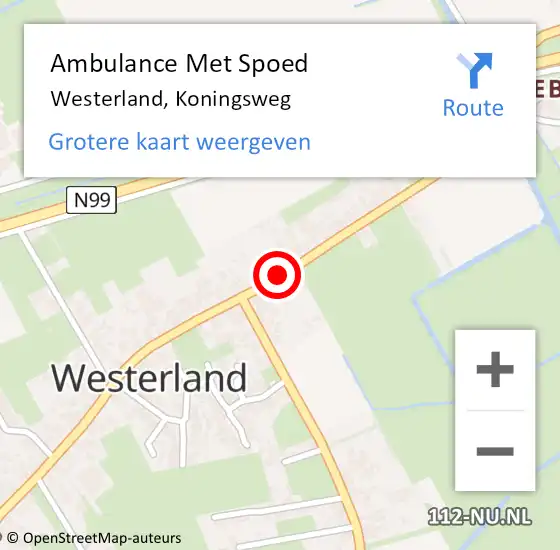 Locatie op kaart van de 112 melding: Ambulance Met Spoed Naar Westerland, Koningsweg op 31 juli 2021 12:23