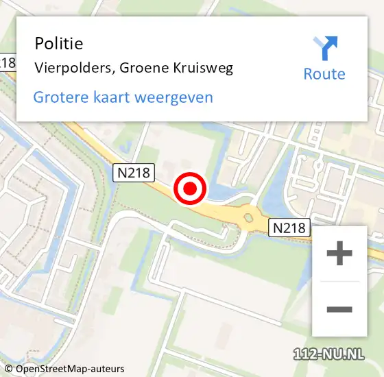 Locatie op kaart van de 112 melding: Politie Vierpolders, Groene Kruisweg op 31 juli 2021 12:30