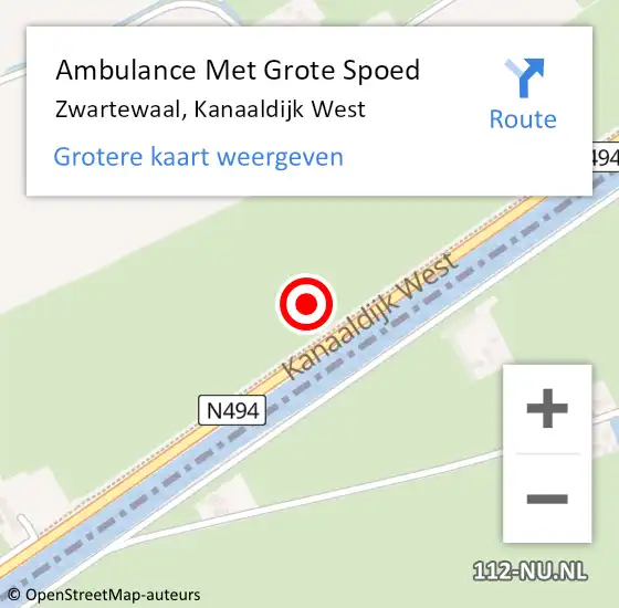 Locatie op kaart van de 112 melding: Ambulance Met Grote Spoed Naar Zwartewaal, Kanaaldijk West op 31 juli 2021 12:49