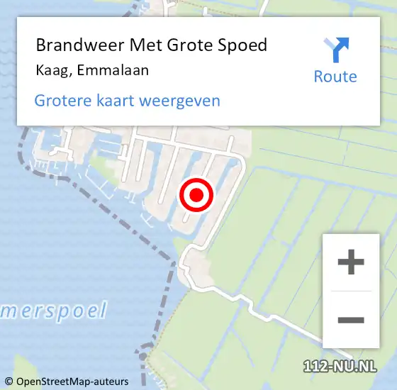 Locatie op kaart van de 112 melding: Brandweer Met Grote Spoed Naar Kaag, Emmalaan op 31 juli 2021 13:03