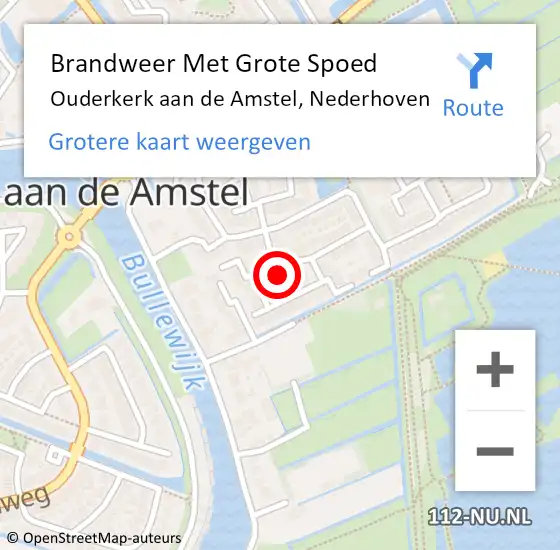 Locatie op kaart van de 112 melding: Brandweer Met Grote Spoed Naar Ouderkerk aan de Amstel, Nederhoven op 31 juli 2021 13:26