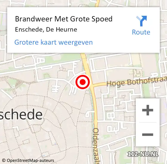 Locatie op kaart van de 112 melding: Brandweer Met Grote Spoed Naar Enschede, De Heurne op 31 juli 2021 13:43