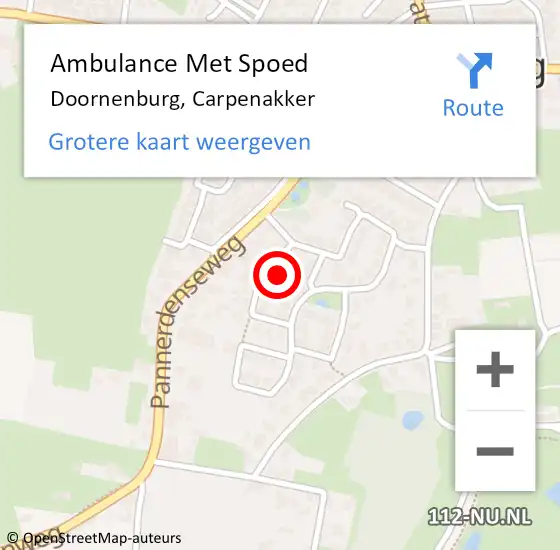 Locatie op kaart van de 112 melding: Ambulance Met Spoed Naar Doornenburg, Carpenakker op 31 juli 2021 13:58
