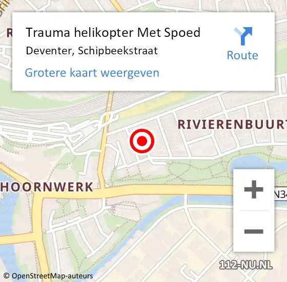 Locatie op kaart van de 112 melding: Trauma helikopter Met Spoed Naar Deventer, Schipbeekstraat op 31 juli 2021 14:04