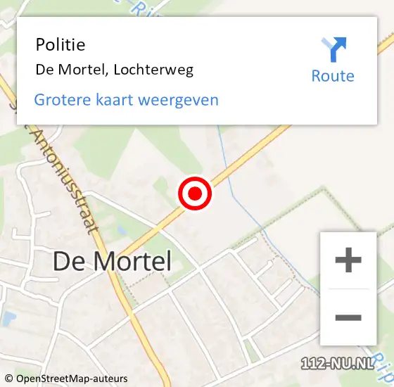 Locatie op kaart van de 112 melding: Politie De Mortel, Lochterweg op 31 juli 2021 14:10