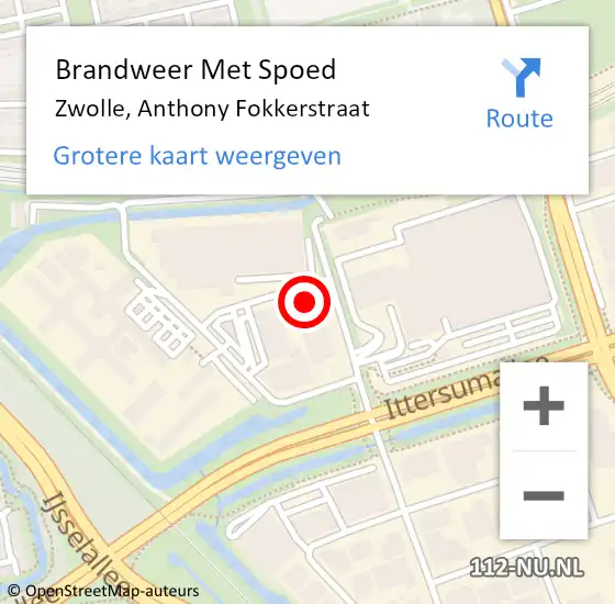 Locatie op kaart van de 112 melding: Brandweer Met Spoed Naar Zwolle, Anthony Fokkerstraat op 31 juli 2021 14:12