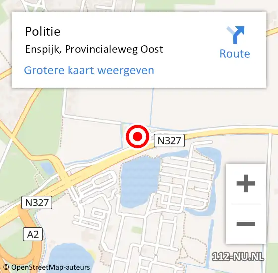 Locatie op kaart van de 112 melding: Politie Enspijk, Provincialeweg Oost op 31 juli 2021 14:13