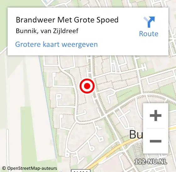 Locatie op kaart van de 112 melding: Brandweer Met Grote Spoed Naar Bunnik, van Zijldreef op 31 juli 2021 14:29