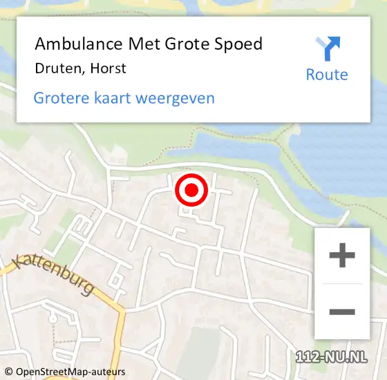 Locatie op kaart van de 112 melding: Ambulance Met Grote Spoed Naar Druten, Horst op 31 juli 2021 14:43
