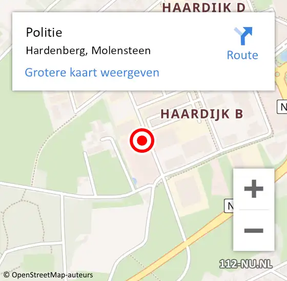 Locatie op kaart van de 112 melding: Politie Hardenberg, Molensteen op 31 juli 2021 14:49